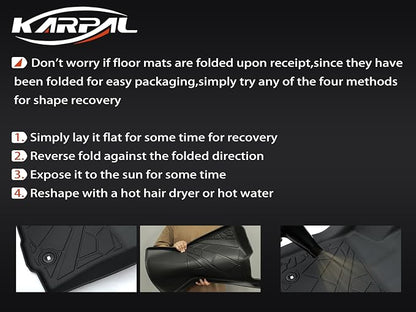 KARPAL Floor Mats for 1999-2007 Ford F250/ F350/ F450 Super Duty Crew Cab Carpet Floor, Custom Fit TPE All Weather Ford F250 Accessories 1st & 2nd Floor Liner
