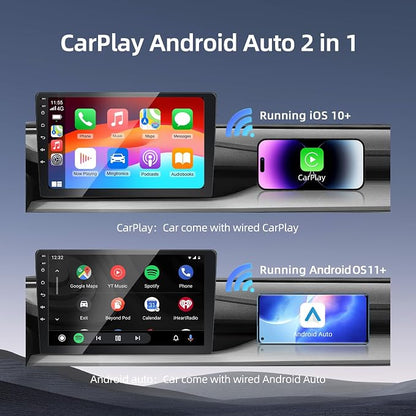 2-in-1 Wireless CarPlay Android Auto Adapter, Dual Chips, Heat Vent Car Play Dongle, USB-A & C, Compatible with Factory-Installed Wired CarPlay & AA Features Car from 2016, for iPhone & Android Phone