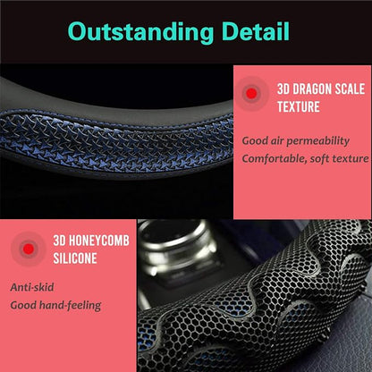 PINCTROT Steering Wheel Cover Great Grip with 3D Honeycomb Anti-Slip Design, Universal 14.5-15 Inch (Blue)