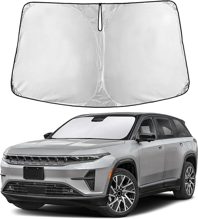 EcoNour Windshield Sunshade Compatible for Jeep Wagoneer 2022-2023 2024 2025, Sun Visor for Front Windshield & Window Sun Shade Cover, UV Heat Blocker & Protector, Car Accessories