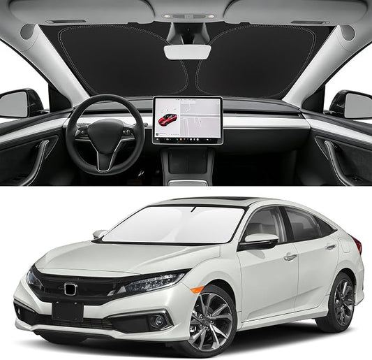 Custom Fit Windshield Sun Shade for Honda Civic 2016-2021, Blocks UV & Heat, Front Window Sunshade Accessories, Easy Fold & Store Keep Your Car Cooler