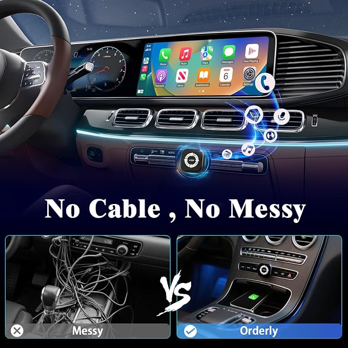 4-in-1 Wireless CarPlay Screen Mirroring Adapter for Apple CarPlay/Android Auto, 2026 Upgraded AirPlay MirrorLink Adapter, CarPlay Dongle Convert Wired to Wireless, Type C Extension, Plug & Play