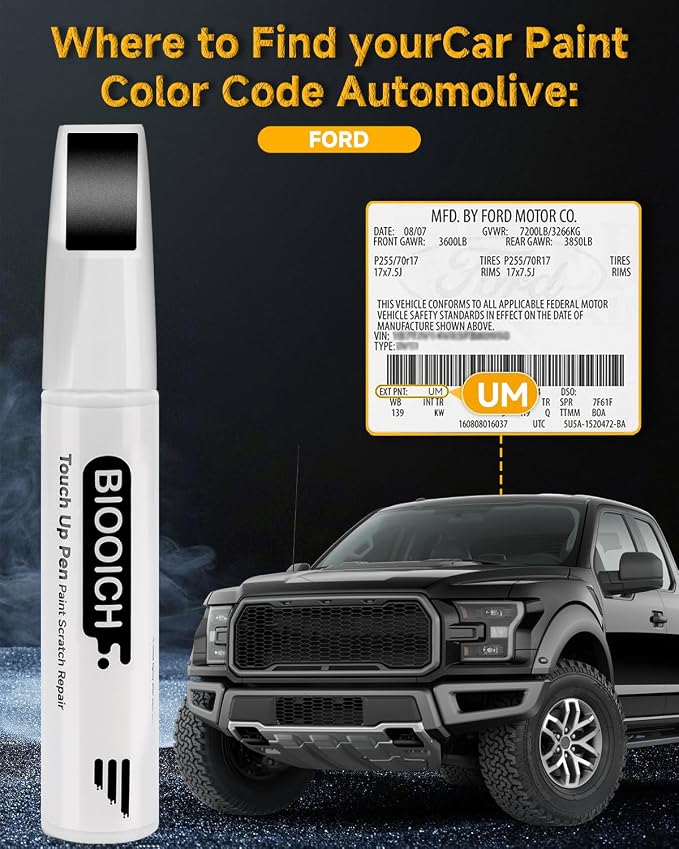 Touch Up Paint Pen Exact Color Match Car Chip and Scratch Repair (for Ford, Agate Black Metallic(UM))