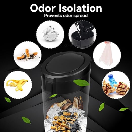 Car Trash Can Bin with Lid - Mini Car Garbage Can Cup Holder-Black Small Leakproof Vehicle Trash Garbage Can Bin-Automotive Car Organizers and Storage for Back Seat SUV Truck Accessories