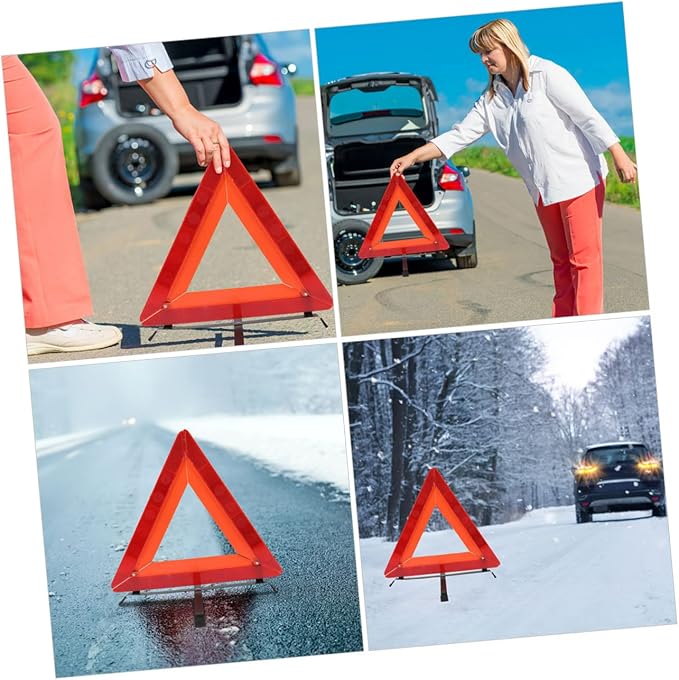 DECHOUS Reflective Roadside Warning Triangle Sign Safety Kit with Sturdy Tripod Quick Setup for Roadside Assistance Durable Design for Car Breakdowns