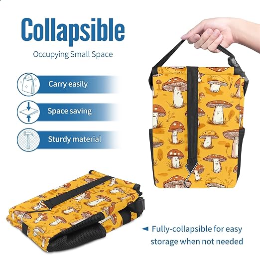 Car Trash Can – Multi-Purpose, Lightweight and Portable with Durable Water-Resistant Coating, No Installation Required, Practical and Ample Capacity, Variety of Colors.Mushroom