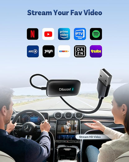 OTTOCAST 2026 Play2Video Ultra Magic AI Box Car Streaming Devices, Wireless CarPlay Android Auto Video Adapter 3 in 1 Built-in Netflix/YouTube Android 12 System