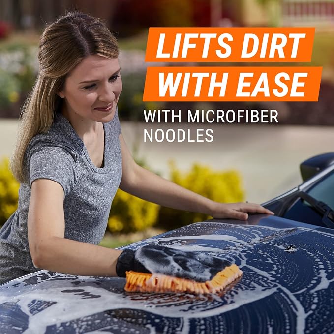 Armor All Microfiber Car Wash Mitt by Armor All, Noodle Tech Car Wash Glove for Clean Cars, Trucks, Motorcycles, 1 Each