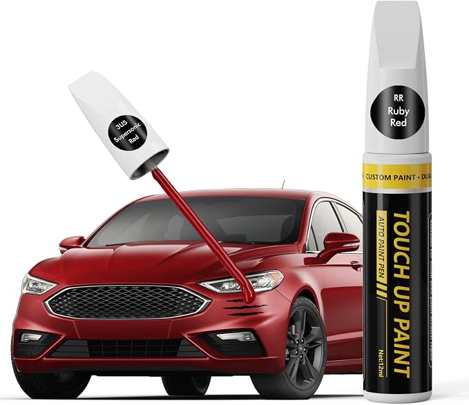 (Ruby Red (RR) Car Touch Up Paint for ford, Car Paint Scratch Repair Kit, 2 in 1 Premium Scratch Remover Pen with Exact Color-Matched