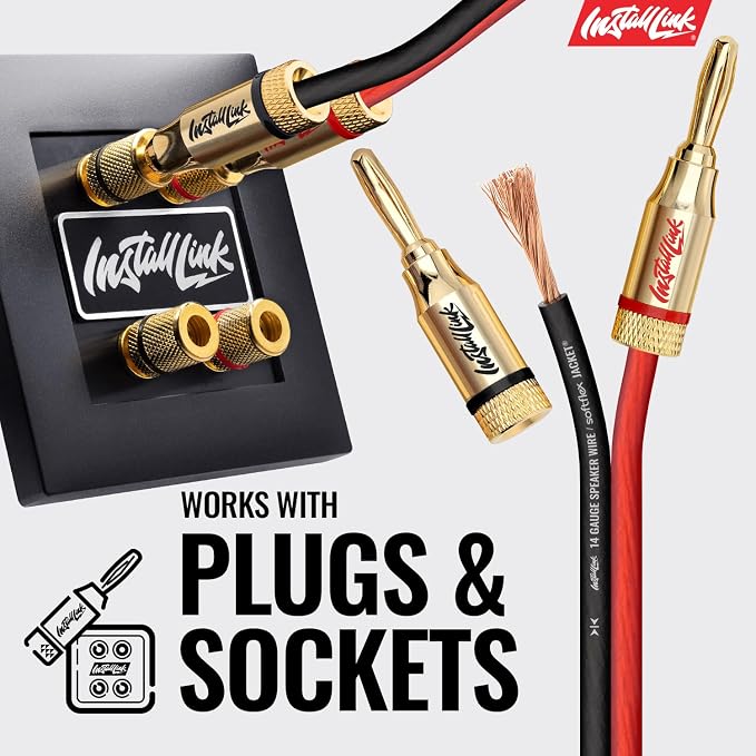 Install Link 14 Gauge Speaker Wire (Speaker Cable) for Car, Home or RV Audio Cable, 100ft, CCA