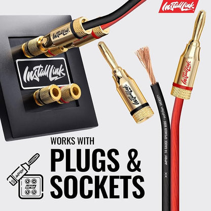 Install Link 14 Gauge Speaker Wire (Speaker Cable) for Car, Home or RV Audio Cable, 100ft, CCA