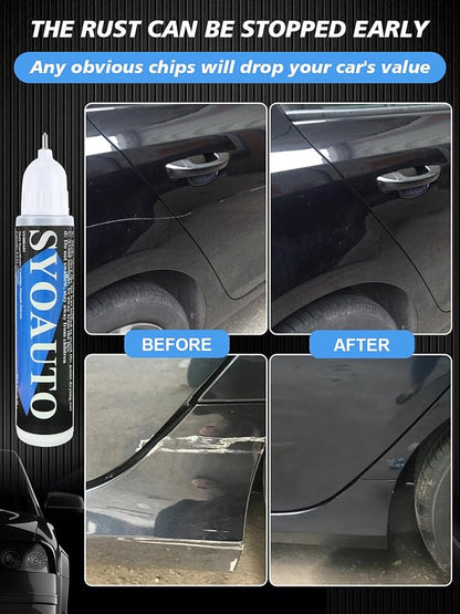 SYOAUTO Gloss Black Car Touch Up Paint Auto Touch Up Paint 0.4 oz Gloss Black Automotive Scratch Repair Pen Brush and Tip 2 in 1