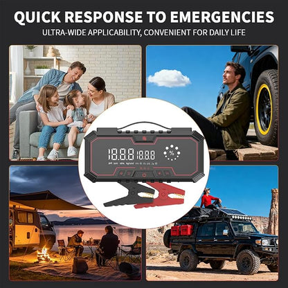 Jump Starter with air Compressor, 5000A Emergency Starter Jump Box (Gas 9L/Diesel 8L), Jumper Cable Jump Starter Portable with air Compressor 160PSI, car Roadside Emergency kit, SOS Light