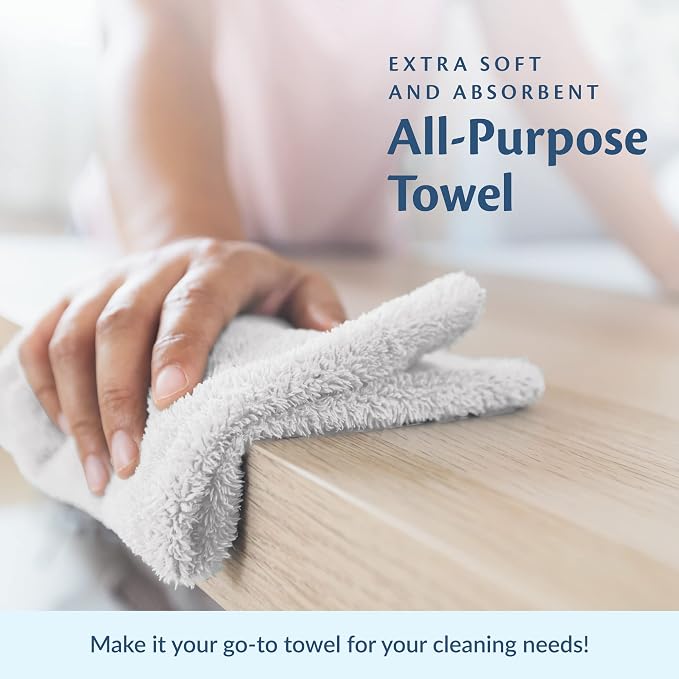 Cotton Towels for Multiple Use, 100% Ring Spun Cotton Towel Set, Heavy Duty - Super Absorbent Cleaning Towels for Car and Home - 16” X 27” (12 Pack, White)