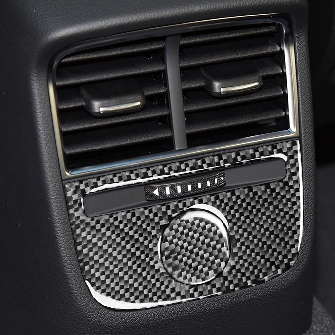 Real Premium Carbon Fiber Compatible with Audi A3 S3 RS3 8V 2013 2014 2015 2016 2017 2018 2019 Car Rear Center Console air Conditioning Vents Decor Cover Auto Interior Accessories Black