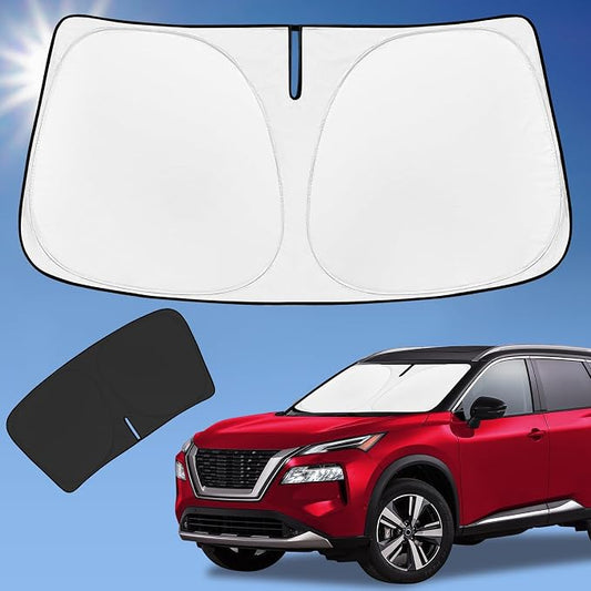Sun Shade Sunshade for Nissan Rogue 2014-2020 Windshield Cover, 4-Layer Front Window Rogue for Shade (Not for Rogue Sport) Sun Visor 240T Retractable Shade Blocks UV Rays Car Accessories