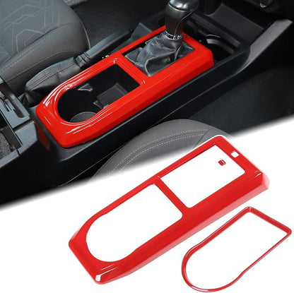 Aunginsy Car Gear Shift Panel Cover Cup Holder Trim Kit Compatible with Toyota Tacoma 2016-2023 Center Console Gear Shifter Cupholder Panel Decorative Frame Protection Ring ABS Interior Accessories