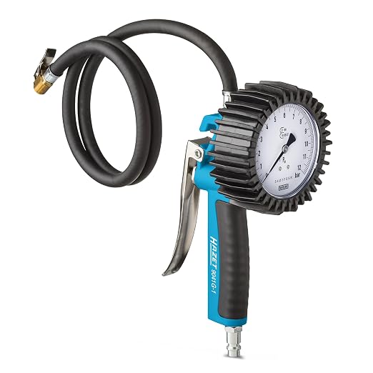 HAZET Tire Pressure Gauge 9041G-1 I Calibrated, Readable, Pressure Gauge Measuring Range: 0-145 Psi, Hose Length: 100cm/39.37 Inches, Pressure Gauge Diameter: 3.15 Inches I Tire Pressure Gauge