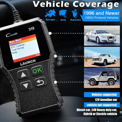 LAUNCH CR319 OBD2 Scanner, 2026 Upgrade Ver. Engine Fault Code Reader,Support O2 Sensor,Lifetime Free Update,Scanner for All OBDII Protocol Cars Since 1996