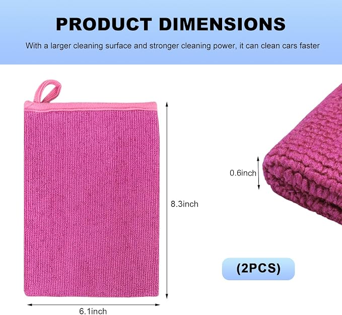2 PCS Clay Mitt, Fine Grade Microfiber Claying Bar Glove Car Detailing Towels, Scratch-Free Cleaning & Polishing Clay Eraser Mitts for Vehicle Surface, Car Accessories (Purple)