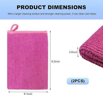 2 PCS Clay Mitt, Fine Grade Microfiber Claying Bar Glove Car Detailing Towels, Scratch-Free Cleaning & Polishing Clay Eraser Mitts for Vehicle Surface, Car Accessories (Purple)