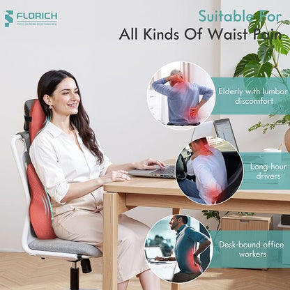 FLORICH Car Lumbar Support Pillow and Neck Headrest Pillow for Office Chair, Ergonomic Memory Foam, Relieves Neck, Back Pain, Pressure-Relieving Back Support for Car, Office Chair & Wheelchair – Red