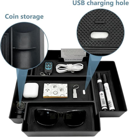 Console Console Organizer Storage Tray Accessories fits for 2024 2023 2022 2021 GMC Yukon Chevy Tahoe Suburban Only Fit for Power Sliding Console