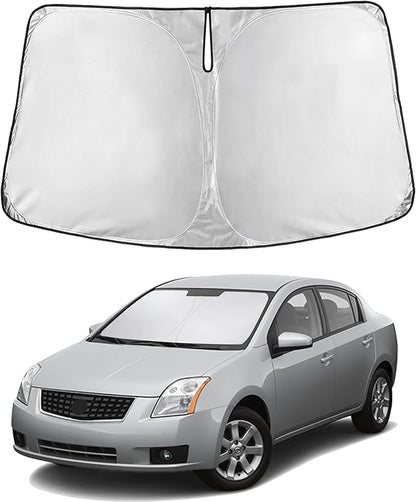 EcoNour Windshield Sunshade Compatible for Nissan Sentra 2007-2010 2011 2012, Sun Visor for Front Windshield & Window Sun Shade Cover, UV Heat Blocker & Protector, Car Accessories