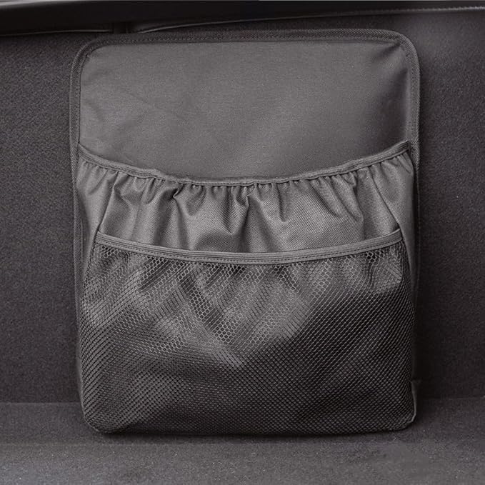 HZEL Car Trunk Organizer, Vehicle Backseat Hanging Storage Bag with Netting Pouch, Multifunctional Automotive Interior Seat Back Box Accessories, Universal for SUV, Sedan, Truck
