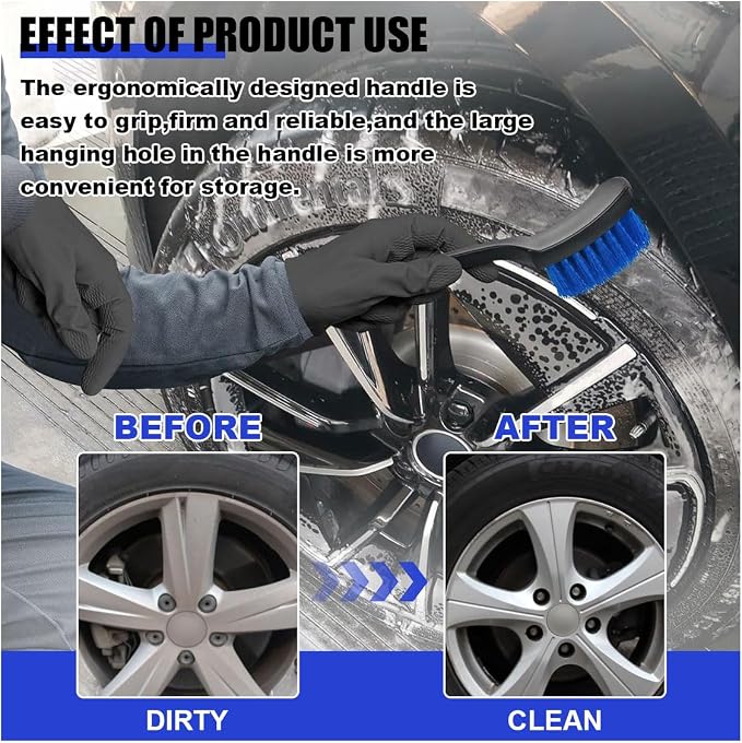 smilfuy 8.3×2.5 Inch Carpet Cleaning Brush, Scrub Brush for Floor Mats, Car Wheel Hub Cleaning Brush for Car Interior and Home, Car Wash Brush Automotive Tire Brush with Soft Bristle Short Handle