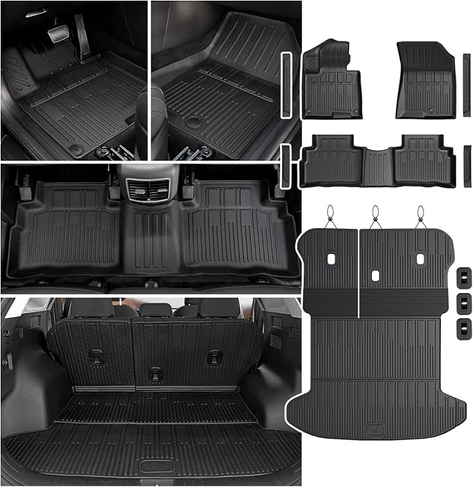Floor Mats for Kia Sportage Gas 2026 2025 2024 2023(Not Fit PHEV & Hybrid), All Weather TPE Trunk Mat Cargo Liner with Backrest Mats & Door Sill Guards Car Mat Accessories