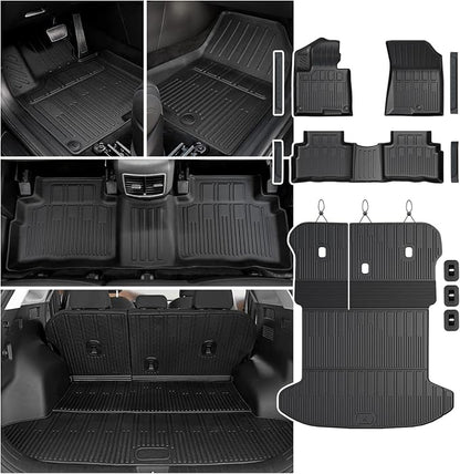 Floor Mats for Kia Sportage Gas 2026 2025 2024 2023(Not Fit PHEV & Hybrid), All Weather TPE Trunk Mat Cargo Liner with Backrest Mats & Door Sill Guards Car Mat Accessories