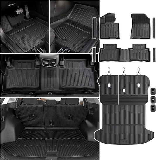 Floor Mats for Kia Sportage Gas 2026 2025 2024 2023(Not Fit PHEV & Hybrid), All Weather TPE Trunk Mat Cargo Liner with Backrest Mats & Door Sill Guards Car Mat Accessories