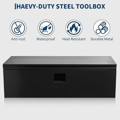 IDEALHOUSE Truck Bed Tool Box and Trailer Tongue Box - 30" Black Steel Storage Chest for Pickup Trucks, RVs, Trailers, Vans, 48"x 15"x 15"