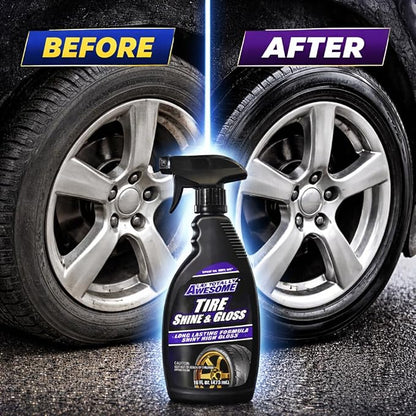Tire Shine & Gloss Spray, 16 fl oz (2 Pack) – Deep Wet Look Finish, Durable Tire Dressing, Revives & Protects Rubber and Vinyl, Quick & Even Application