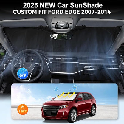 Sunshade for Edge Windshield Sun Shade for 2014 2013-2007 Ford Edge SUV Accessories Foldable Custom-fit Front Window Shield Windshield Cover Sun Visor Protector Block UV Rays Heat Reflector