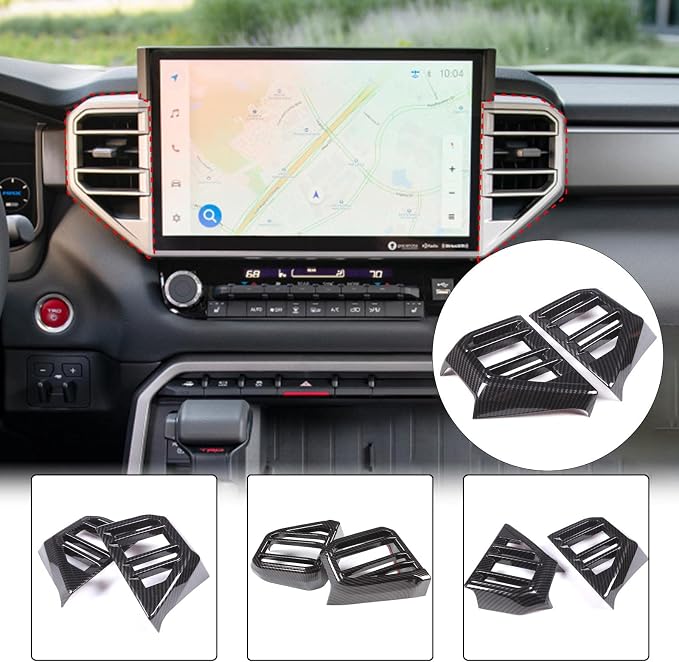 Car Center Console Air Conditioning Outlet Trim Cover Kit Compatible with Toyota Tundra/Sequoia 2022-2026, ABS Dashboard Side A/C Vent Panel Decorative Frame Protection Accessories, For 14-inch Screen