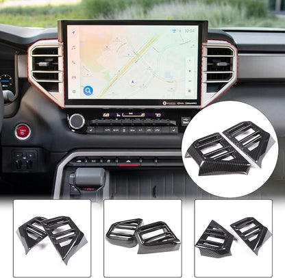 Car Center Console Air Conditioning Outlet Trim Cover Kit Compatible with Toyota Tundra/Sequoia 2022-2026, ABS Dashboard Side A/C Vent Panel Decorative Frame Protection Accessories, For 14-inch Screen