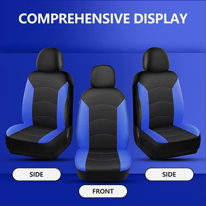 HChengkikz Car Seat Covers Front Seat, Waterproof Neopren Seat Covers, Airbag Compatible Seat Covers, All Season Protection Universal Fit Most Cars, Trucks, SUVs (Black + Blue)