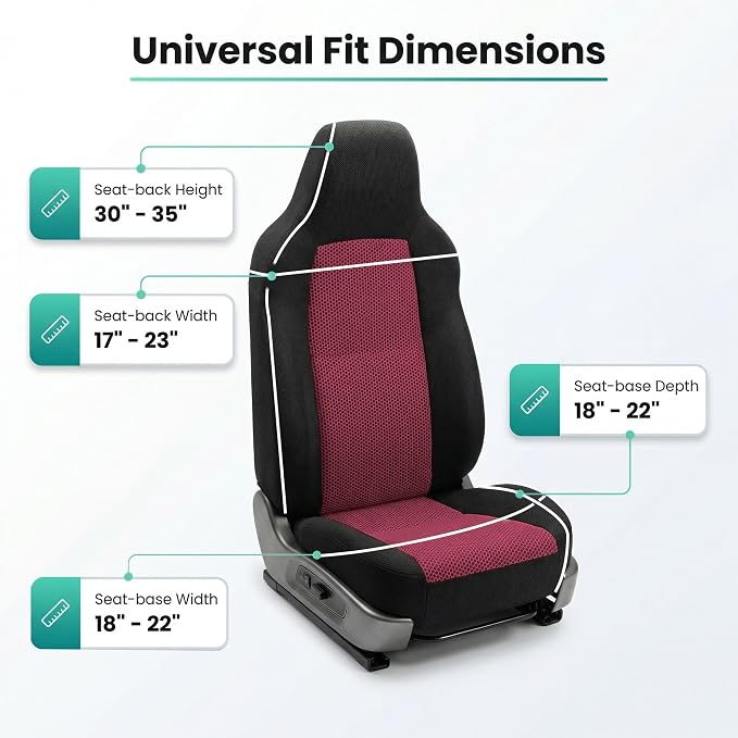 FH Group Automotive Front Car Seat Covers for SUV, Trucks, Sedan and More - Universal Fit Front High Back Design Interior Accessories - 3D Mesh Fabric Center Panel - Burgundy