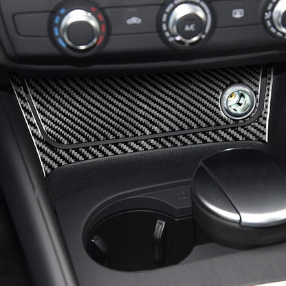 Real Premium Carbon Fiber Decor Compatible with Audi A3 S3 RS3 8V 2013 2014 2015 2016 2017 2018 2019 Car Center Console Power Outlet Sticker Kit Auto Interior Accessories Decal 2PCS Black