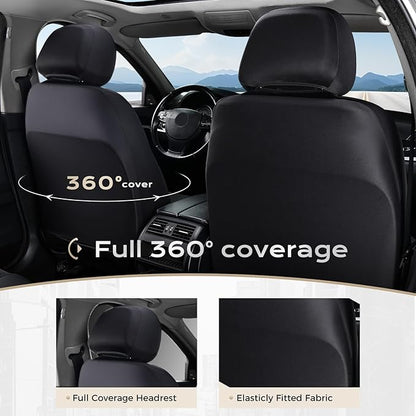 Coverado Seat Cover, Car Seat Cover Full Set, 3D Air Mesh Breathable Seat Protectors Sports Carbon Fiber Design Airbag Compatible Comfort Universal for Most Cars, Van,Trucks, SUV, Black