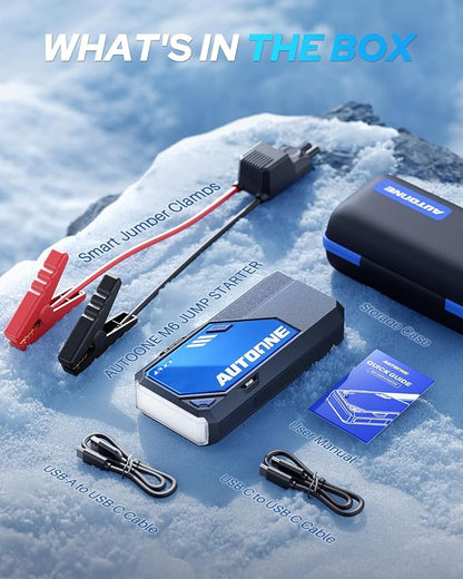 AUTOONE 10000A Car Jump Starter 24000mAh Car Battery Jumper Starter Portable 12V (All Gas/All Diesel) 168W DC Jump Box for Car Battery with Built-in Booster, Type-C Fast Charge Jump Pack