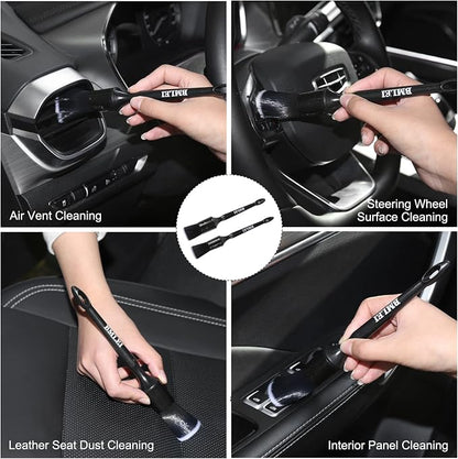 BMLEI 5pcs Car Detailing Brushes Set, Boars Hair Auto Car Detail Brush Kit No Scratch, Ultra Soft Car Duster Brushes Perfect for Interior, Exterior Cleaning, Wheels,Tires,Leather Seats…