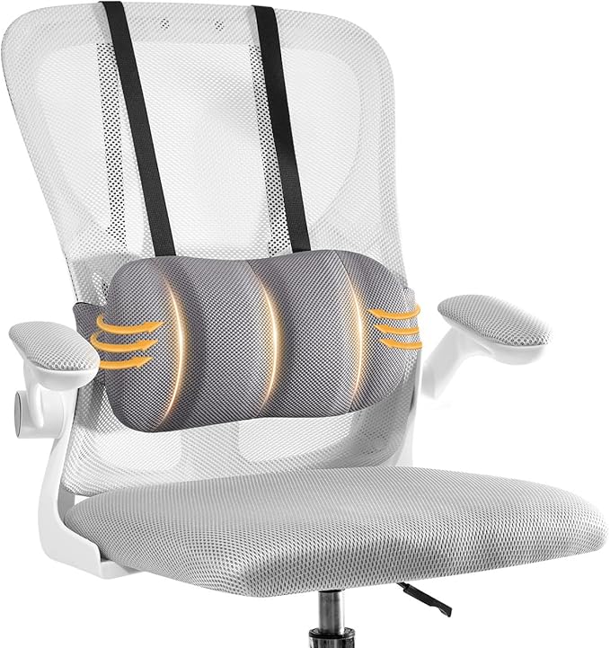 Lumbar Support Pillow for Car,Back Support for Car Seat Cushion,Adjustable Straps Securely Fixed Car Lumbar Support Pillow for Office Chair (Gray for Office Chair)