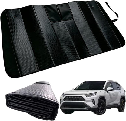 GWUSKDT Car Windshield Sunshade for RAV4 2019-2026, Thicken 5-Layer Bubble Aluminum Foil UV Heat Reflector Foldable Sun Visor,Front Windshield Sun Shade- Keeps Your Vehicle Cool