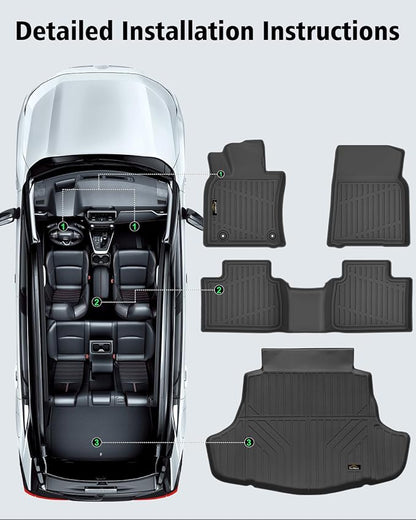 Floor Mats & Trunk Mat Custom Fit for Toyota Camry 2025 (Include Hybrid) All Weather TPE Rubber Cargo Liner Anti-Slip Full Set Automotive Floor Liners for Camry Accessories