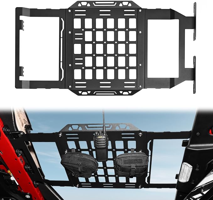 sukemichi Hard Top Roof Rack Molle Panel for Jeep Wrangler JL JLU & Gladiator JT 2018-2026 Accessories, Storage Organizer Cargo Rack, Mounting Mobile Radio Tactical Pouch Flashlight Tool Bag, Steel