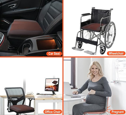Lofty Aim Car Seat Cushion, Comfort Memory Foam Car Cushions for Driving - Sciatica & Lower Back Pain Relief, Driver Seat Pillow for Auto, Office Chair, Wheelchair - Brown