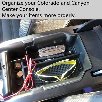 EDBETOS Center Console Organizer Tray Compatible with Chevy Colorado GMC Canyon Accessories 2015 2016 2017 2018 2019 2020 2021 2022 Armrest Secondary Storage Glove Box, Black